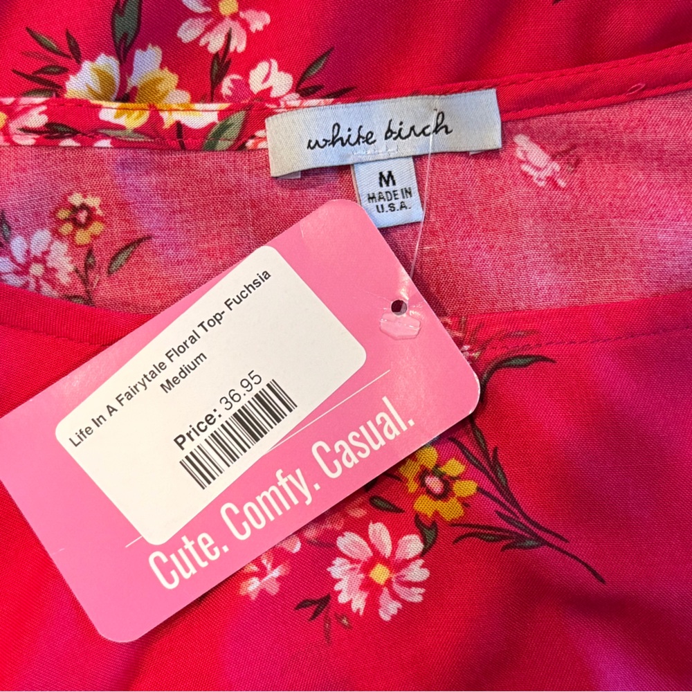 NWT Fuchsia Floral Front-Tie Top‎ M - Picture 3 of 14
